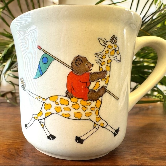 VINTAGE Circus-Themed Mug - Bear on Giraffe & Clown with Drum - Picture 2 of 11
